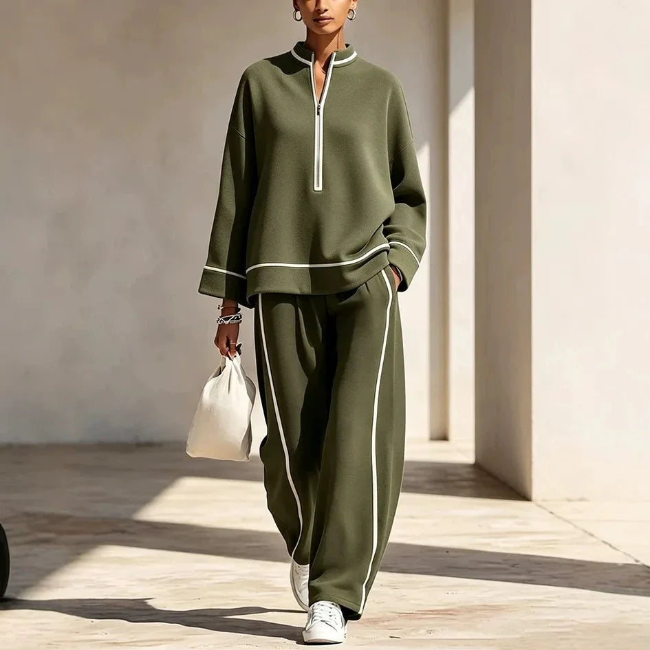 Julissa | Women's Half-Zip Tracksuit - Army Green
