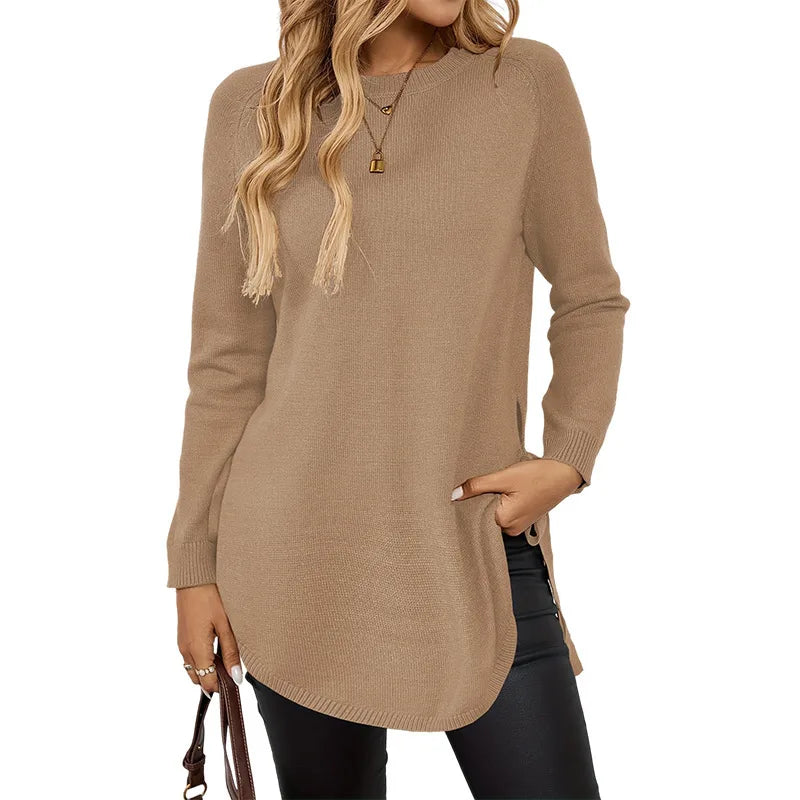 June | Women's Relaxed Longline Jumper - Color:Pink;Size:XS