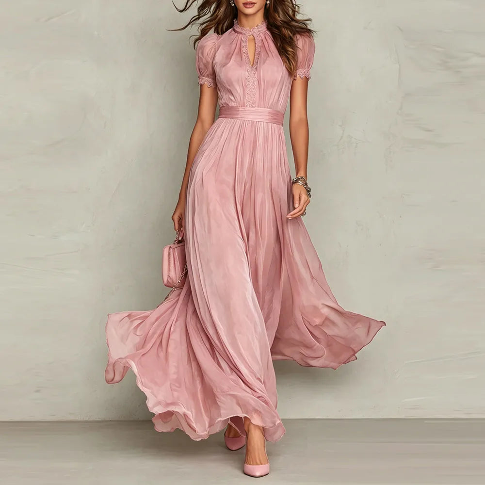 Juniper | Women's Maxi Wedding Guest Dress - Color:Blush Pink;Size:S