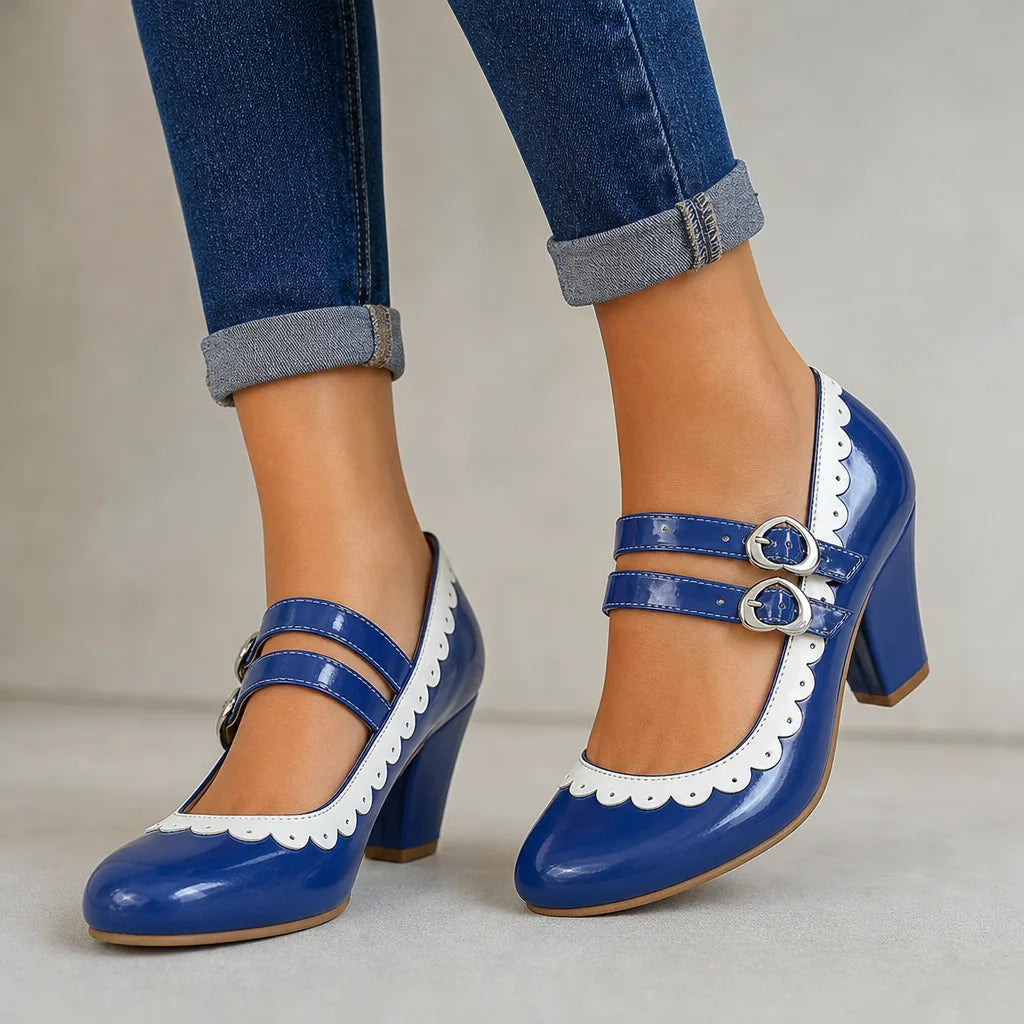 Kaiya | Women's Orthopedic Mary Jane Heels - Color:Blue;Size:35