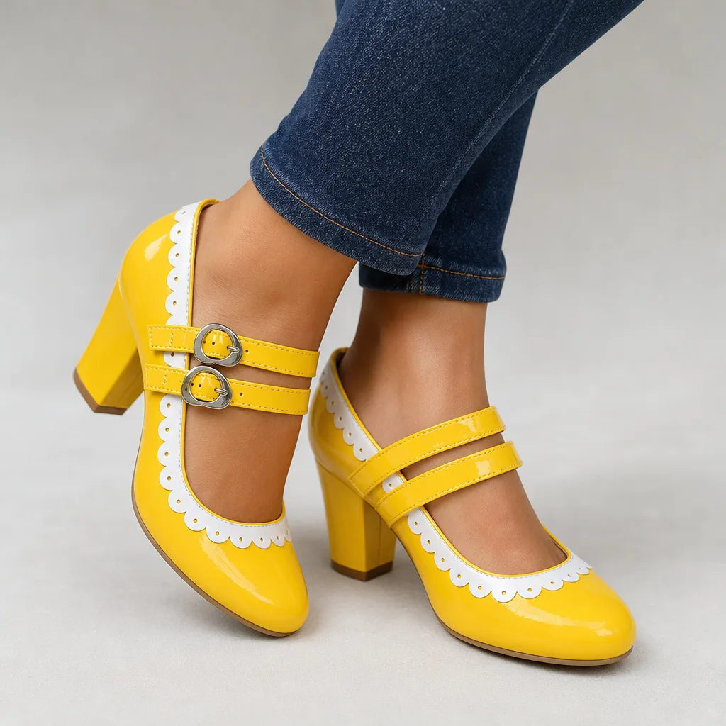 Kaiya | Women's Orthopedic Mary Jane Heels - Color:Yellow;Size:35