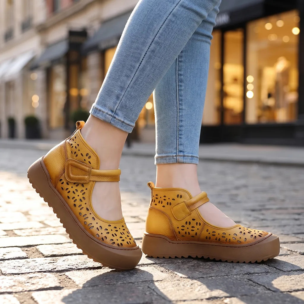 Women's Yellow Crowley Leather Gladiator Sandals