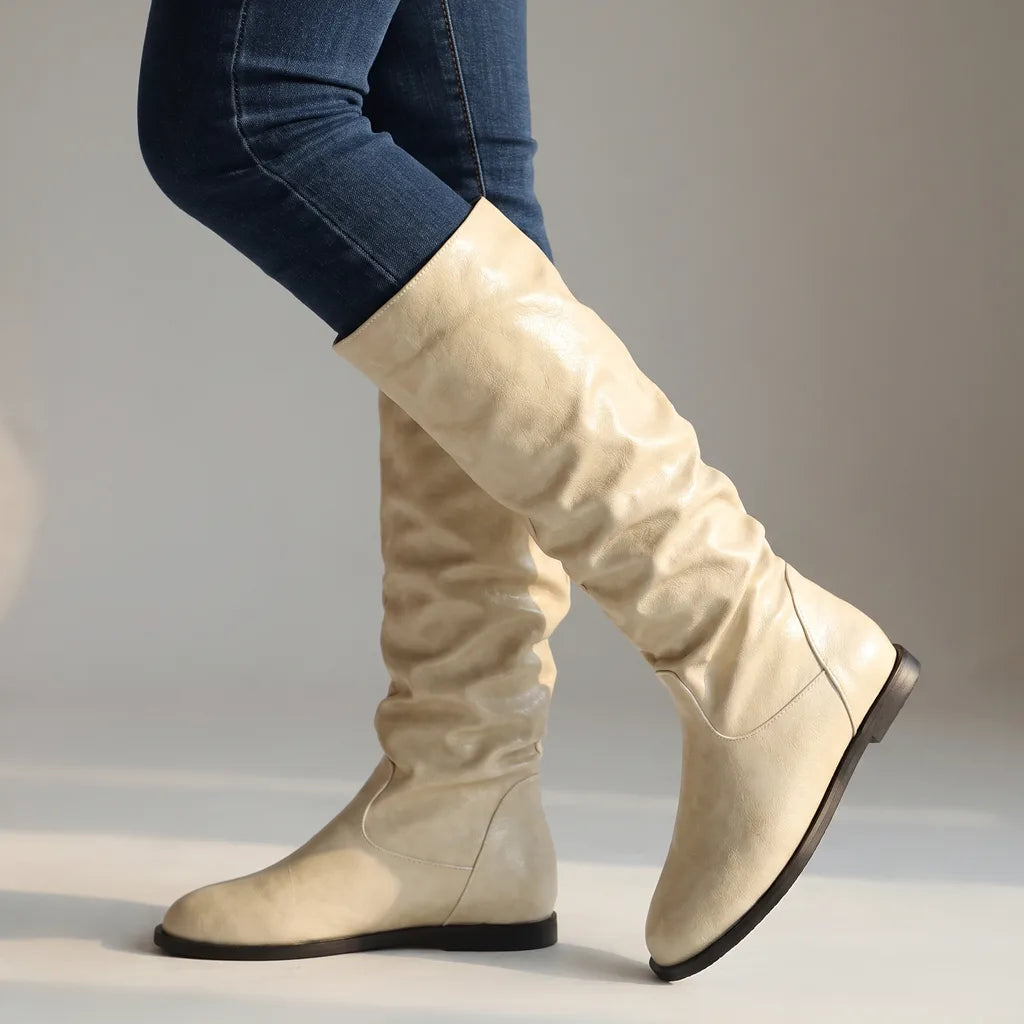 Katherine | Women's Orthopaedic Knee High Boots - Color:Beige;Size:35