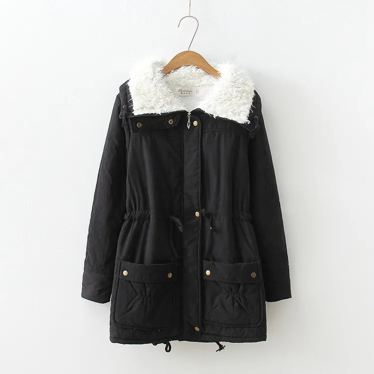 Kelsie | Women's Sherpa-Lined Quilted Winter Jacket - Color:Black;Size:XS