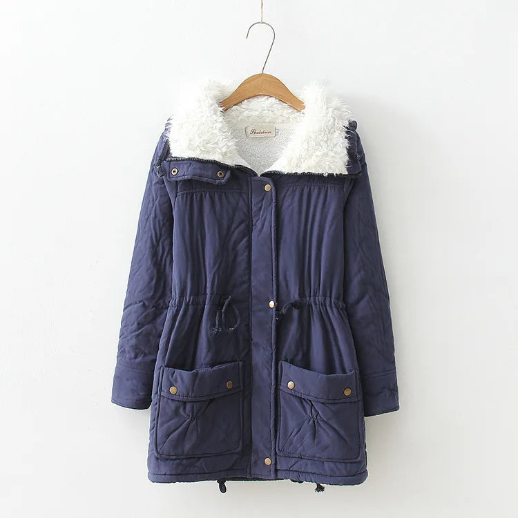 Kelsie | Women's Sherpa-Lined Quilted Winter Jacket - Color:Blue;Size:XS