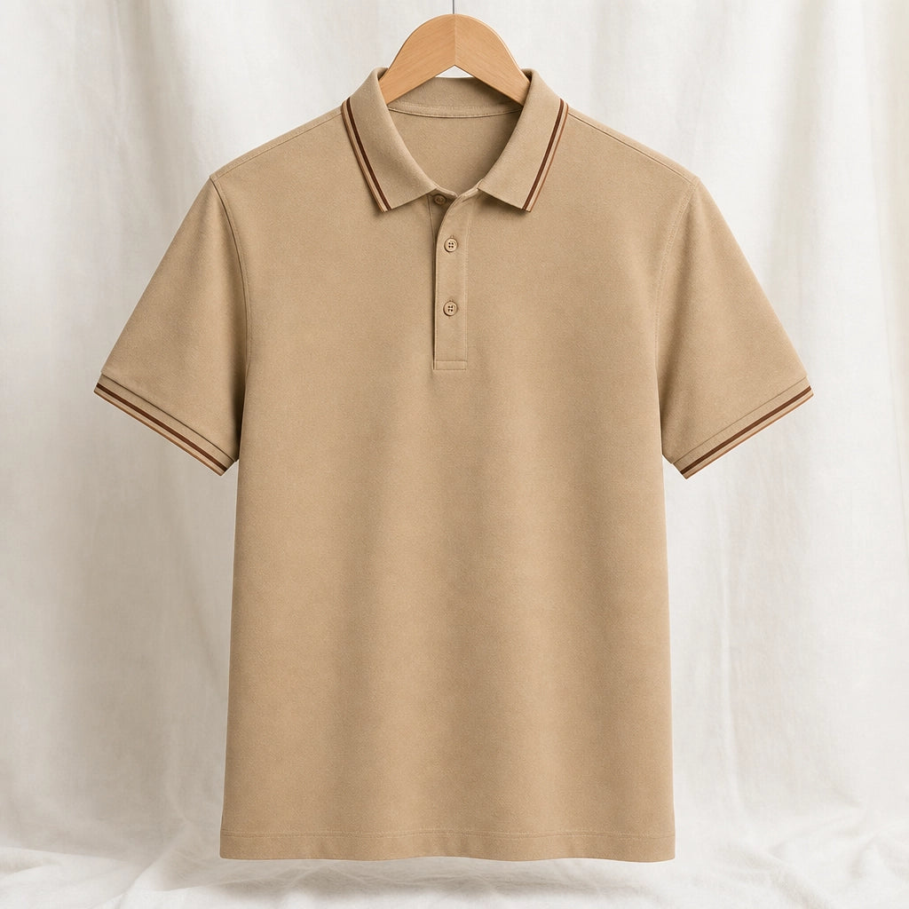 Mason Silk Blend Polo Shirt - Color:Khaki;Size:S