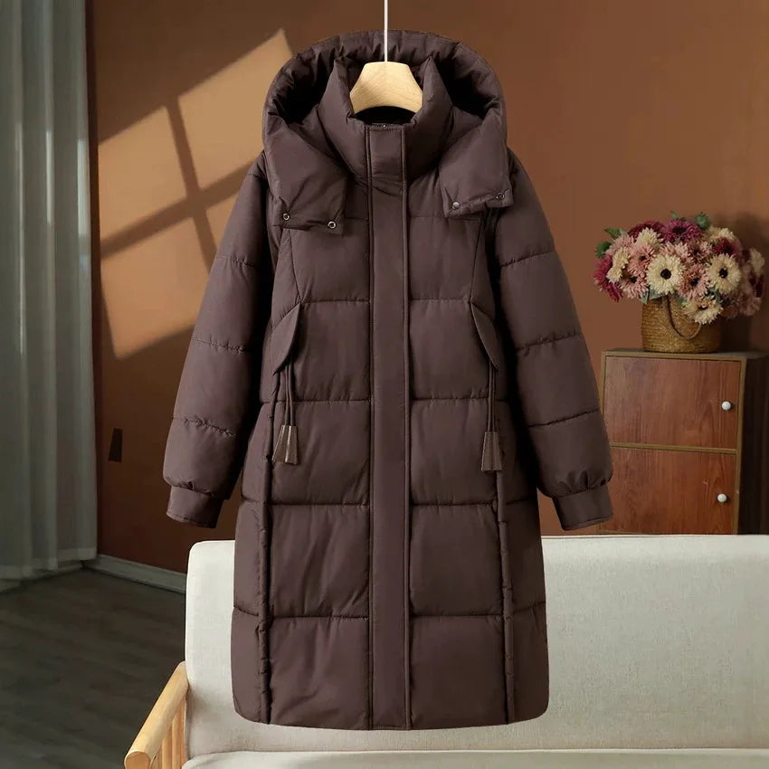 Kiera | Women's Hooded Puffer Coat - Color:Brown;Size:S