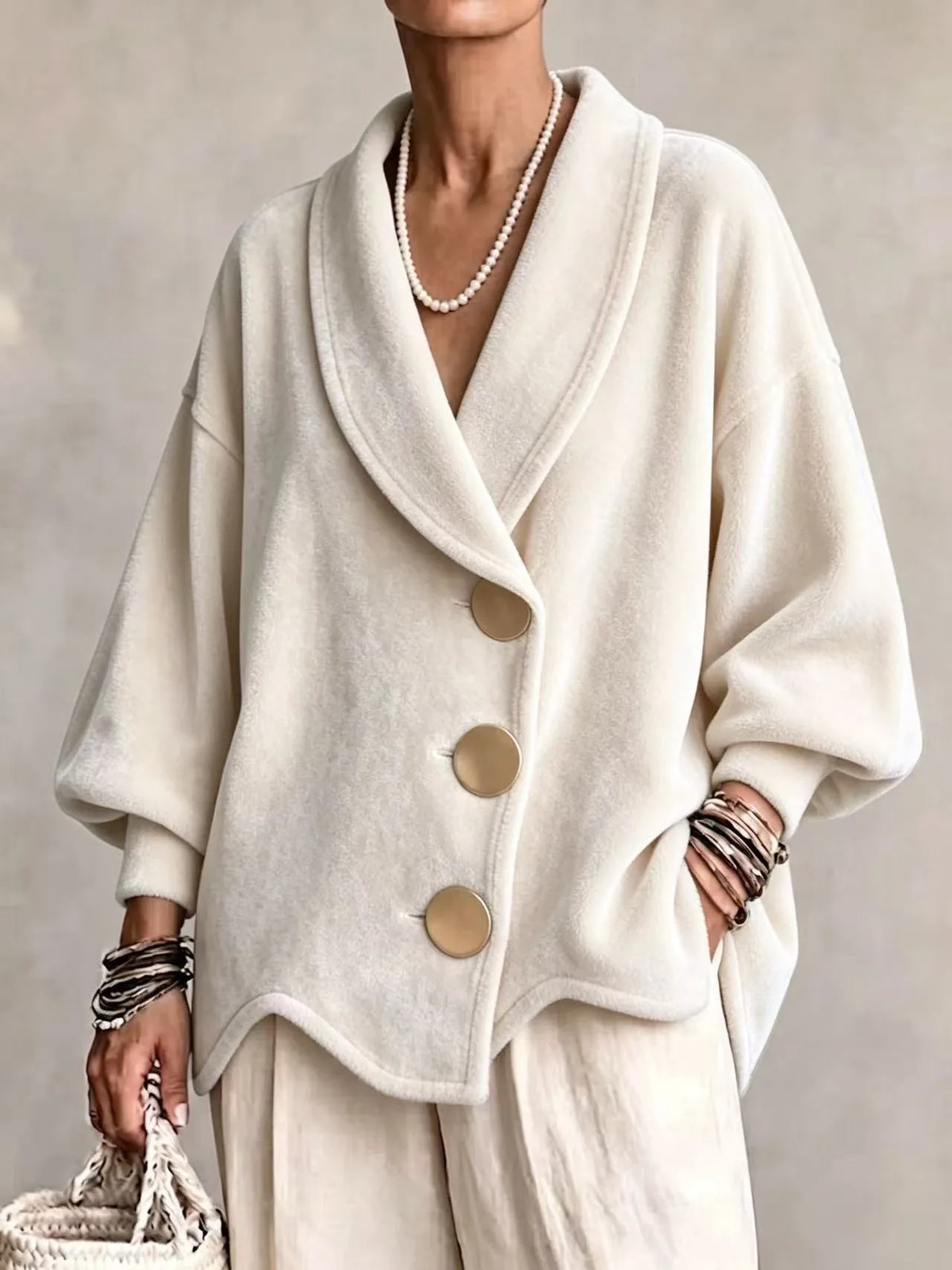 Kiran | Women's Shawl-Collar Velvet Christmas Cardigan - Size:XS;Color:White