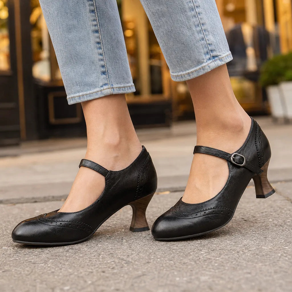 Women's Black Livingston | Women's Orthopedic Vintage Mary Jane Heels