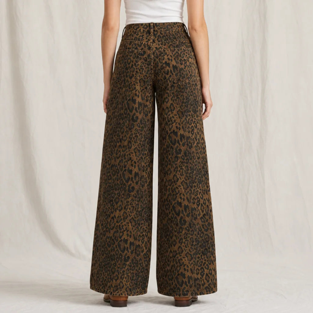 Women's Saunders Leopard Wide-Leg Jeans
