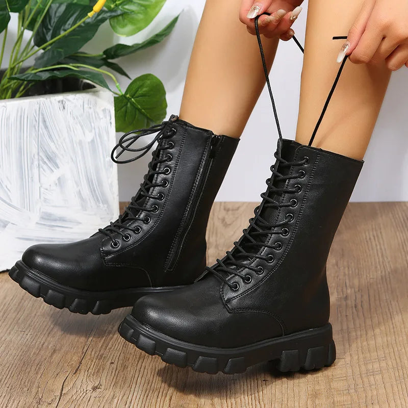 Kyndal | Women's Orthopedic Lace-Up Boots - Color:Black;Size:35