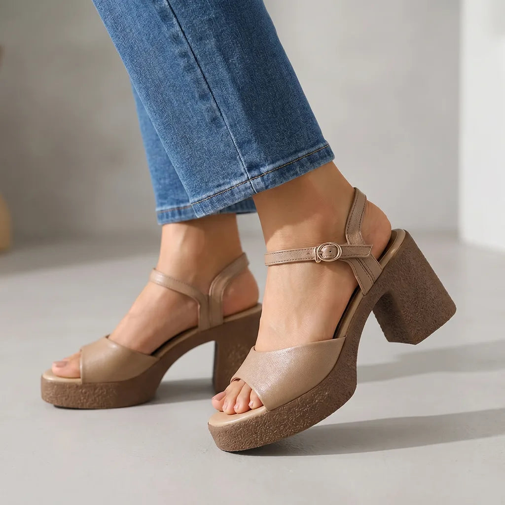 Women's Apricot Leeds Leather Platform Sandals