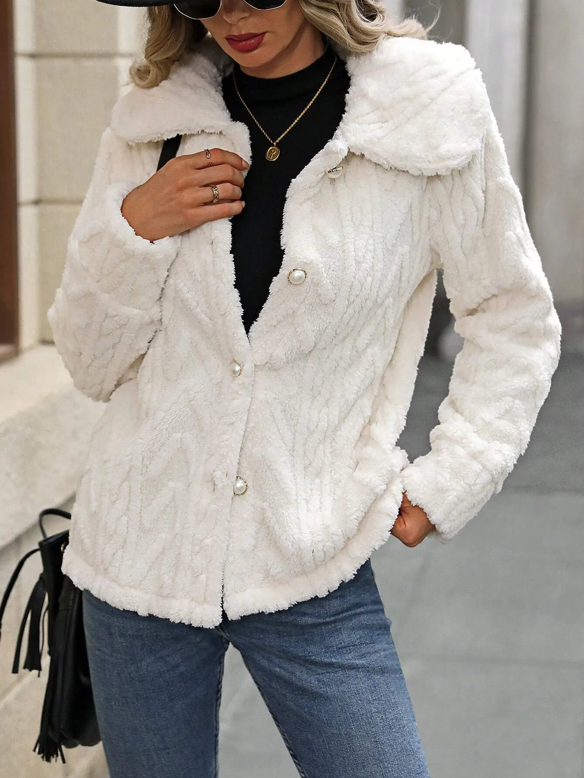Women's Double-Sided Plush Wide-Lapel Cardigan Coat White1.jpg