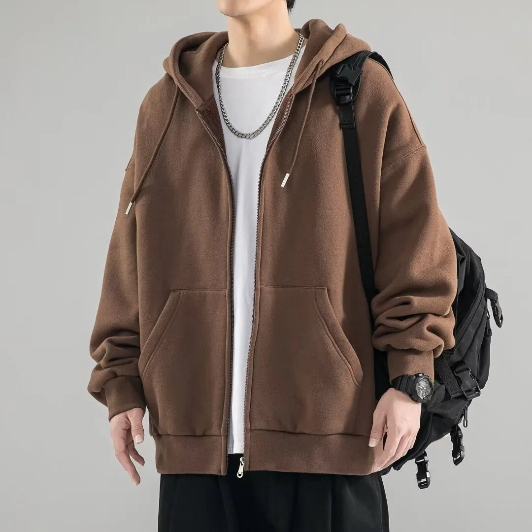 Larson | Men's Full Zip Hoodie - Color:Brown;Size:S