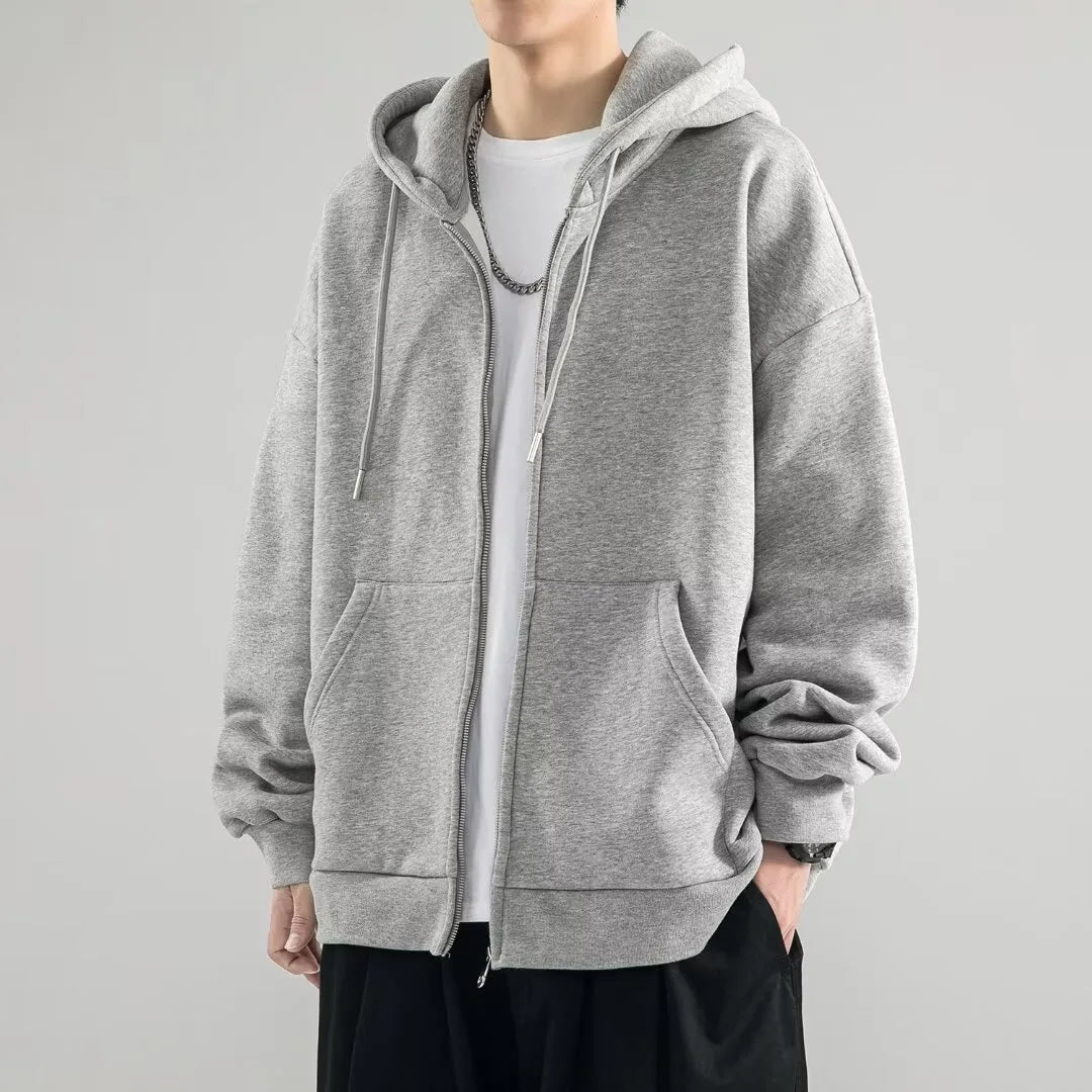Larson | Men's Full Zip Hoodie - Color:Light Gray;Size:S