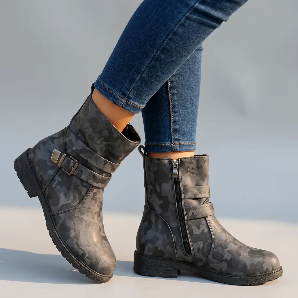 Laura | Women's Orthopaedic Buckle Boots - Color:Gray;Size:36