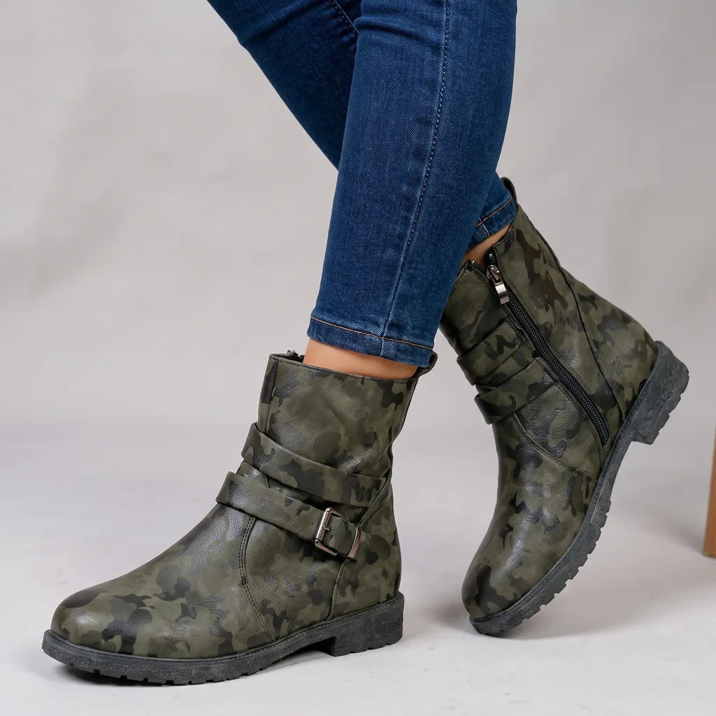 Laura | Women's Orthopaedic Buckle Boots - Color:Green;Size:36
