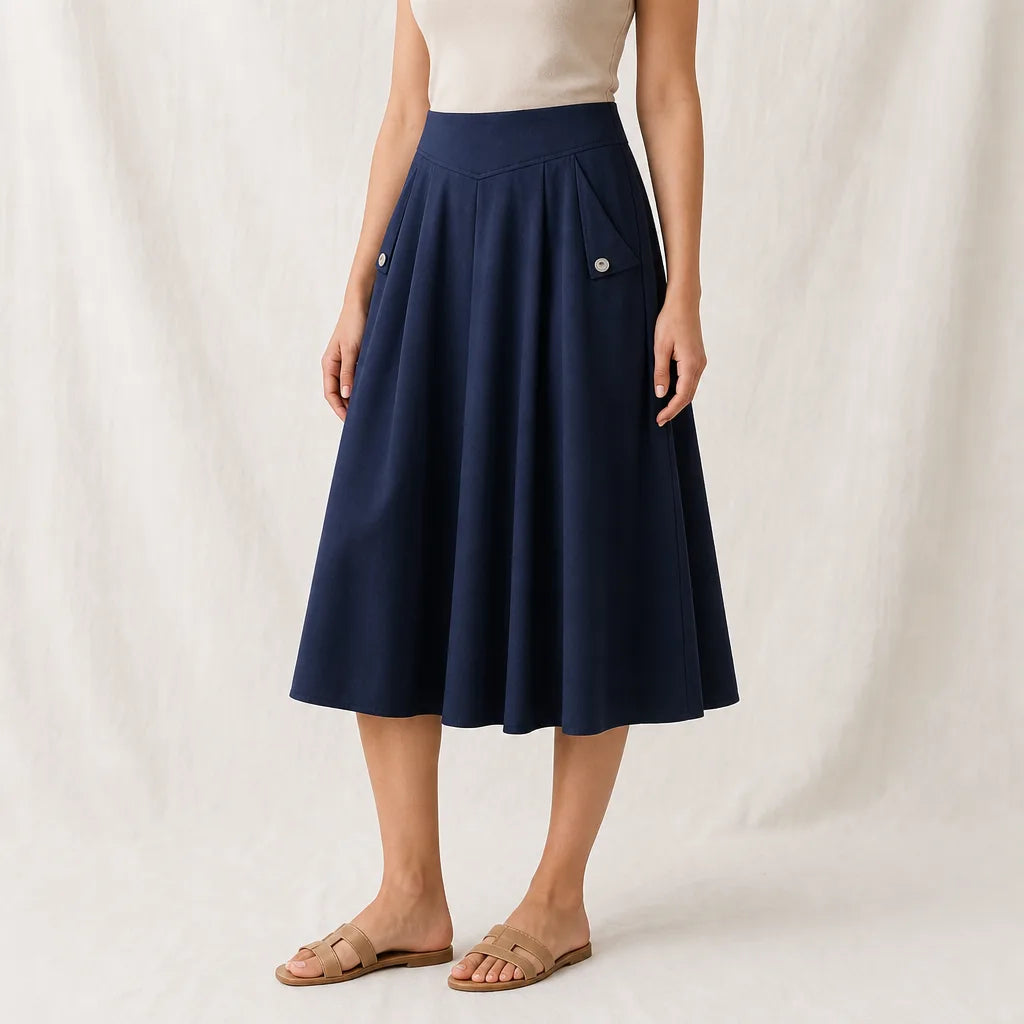 Women's Blue Leary Plus Size Flared Skirt