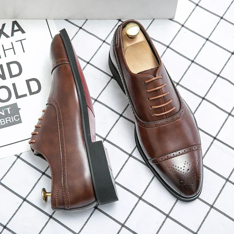 Leighton | Men's Classic Premium Oxford Shoes - Color:Brown;Size:38