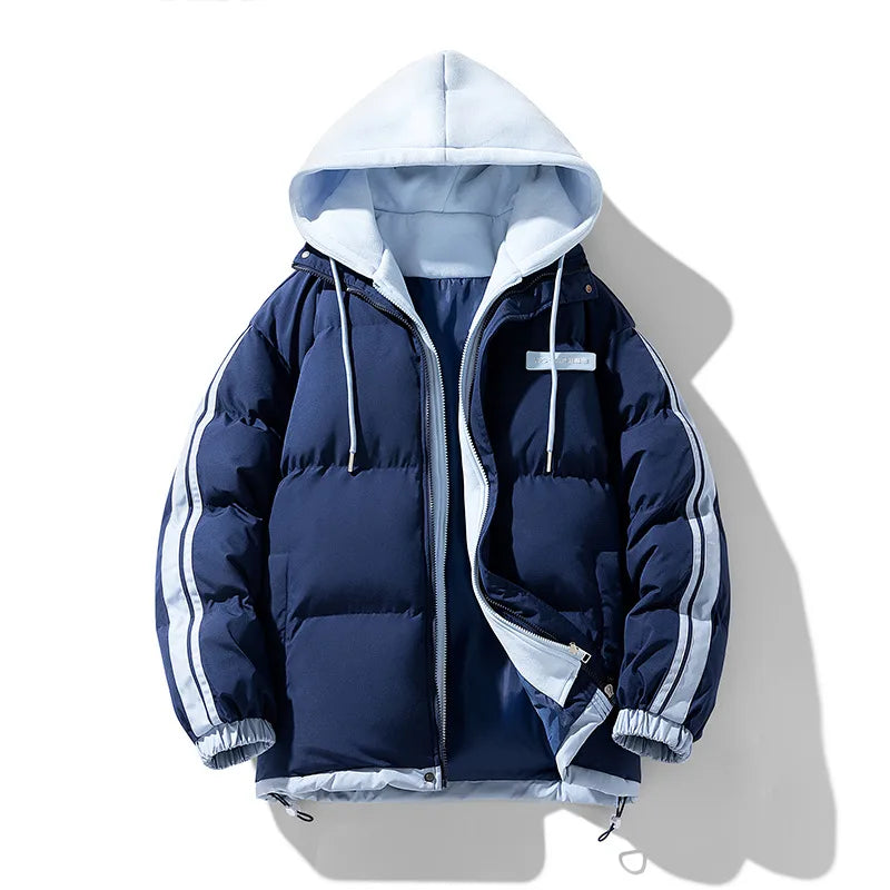 Lennon | Men's Hooded Puffer Jacket - Color:Dark Blue;Size:XS