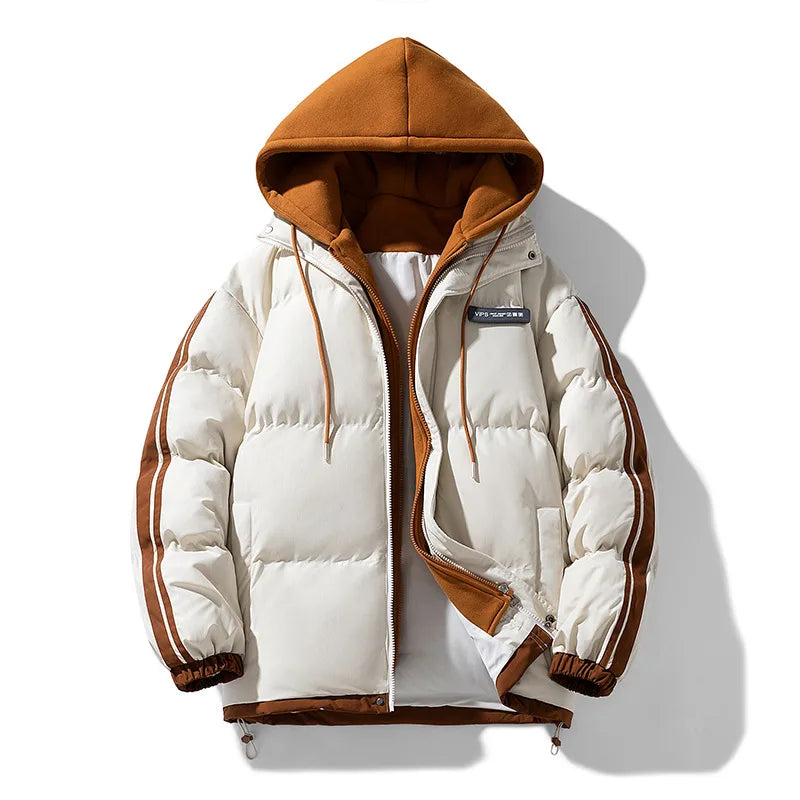 Lennon | Men's Hooded Puffer Jacket - Color:Khaki;Size:XS
