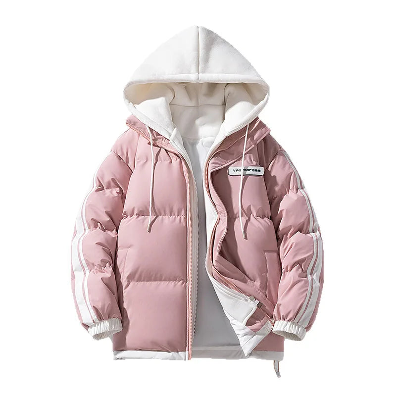 Lennon | Men's Hooded Puffer Jacket - Color:Pink;Size:XS