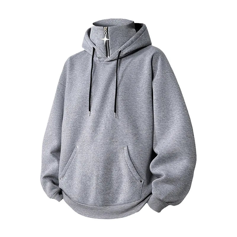 Leonardo | Men's Double Collar Hoodie - Color:Light Gray;Size:XS