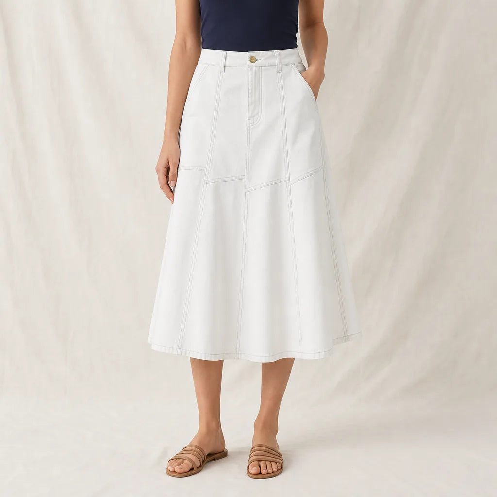 Women's White Farragut Denim Fishtail Skirt