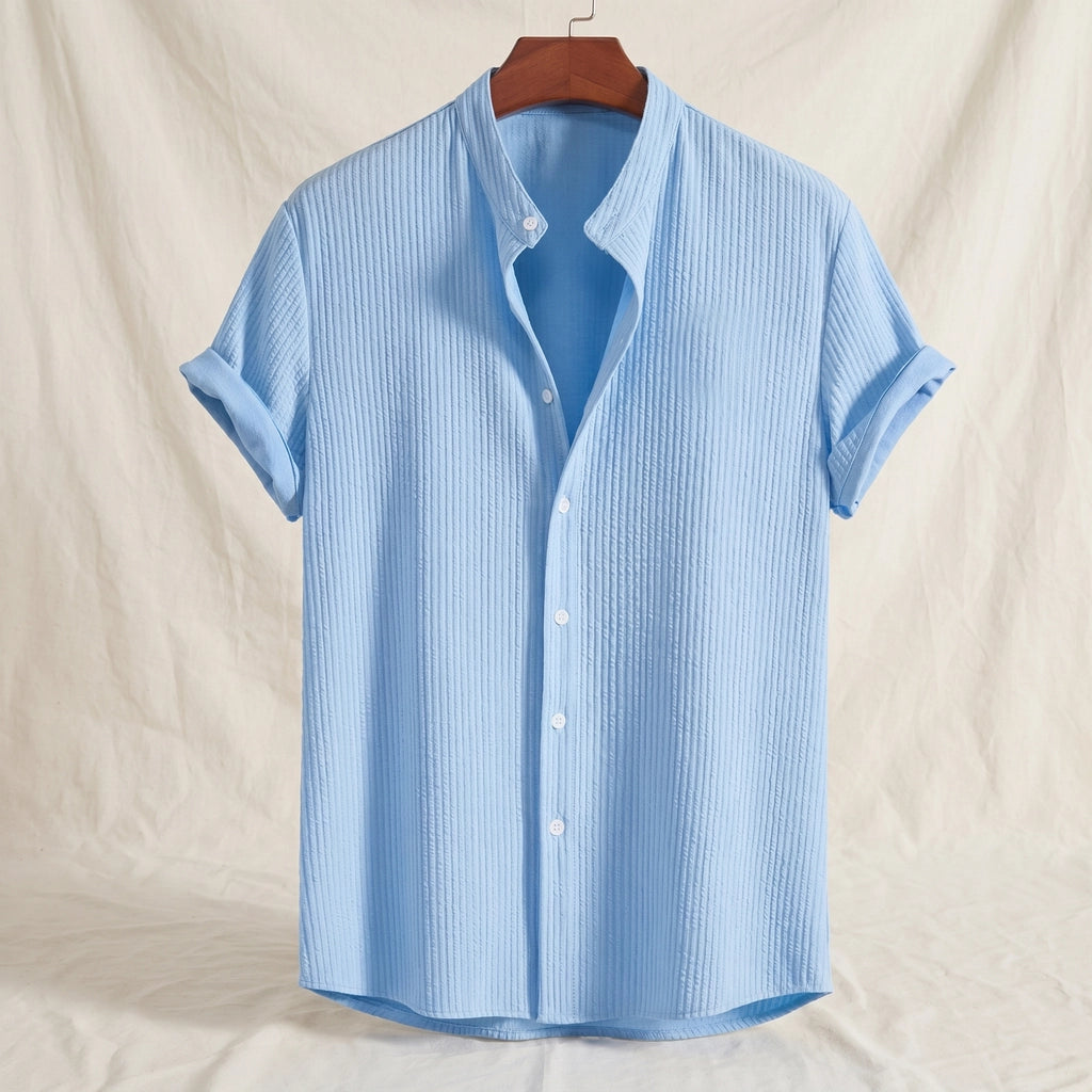 Kilmer Band Collar Shirt - Color:Light Blue;Size:S