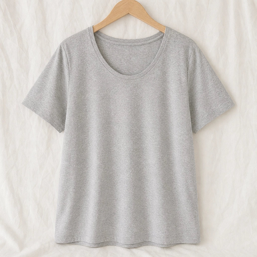 Heath Cotton V-Neck T-Shirt - Color:Light Heather Grey;Size:S
