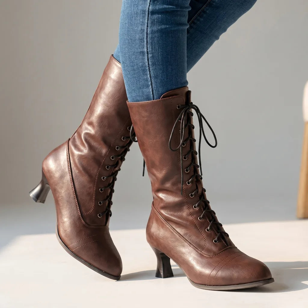 Lila | Women's Orthopaedic Mid-Calf Boots - Color:Brown;Size:35