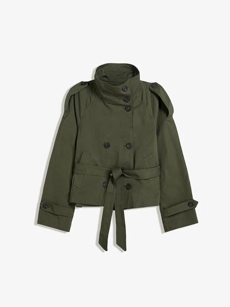 Lucille | Women's Double-Breasted Trench Coat - Green