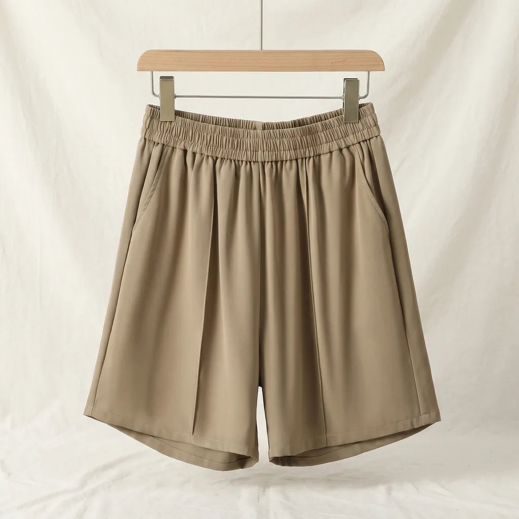Women's Khaki Lucinda High-Waist Wide-Leg Shorts