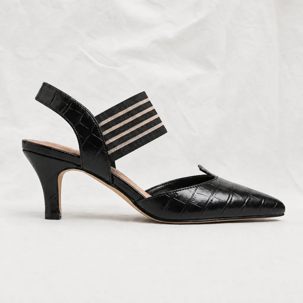 Women's Black Veronica Slingback Strap Heels (Copy)