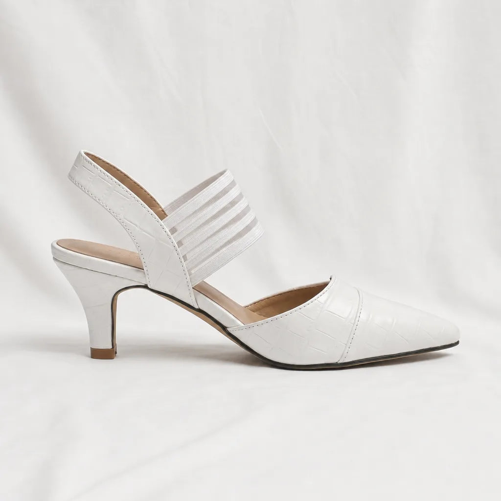 Women's White Veronica Slingback Strap Heels (Copy)