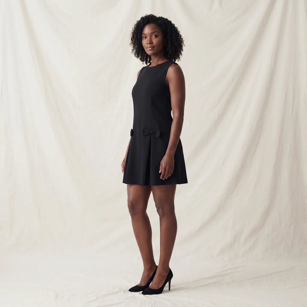 Women's Black Hartley Bow Sleeveless Dress