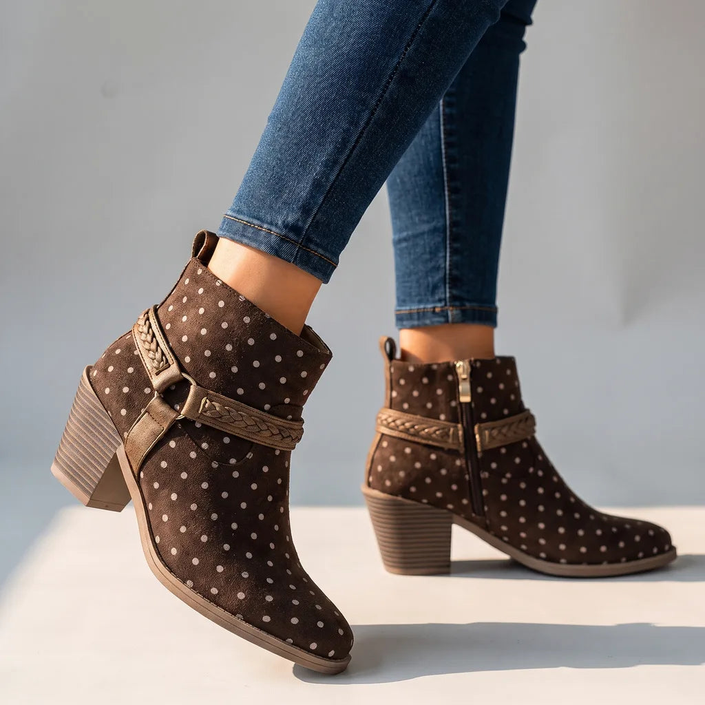 Marie | Women's Orthopaedic Buckle Ankle Boots - Color:Brown;Size:36