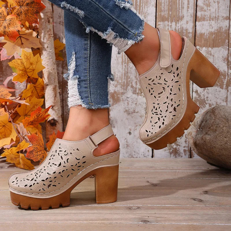 Marielle | Women's Orthopedic Platform Clogs - Color:Beige;Size:36