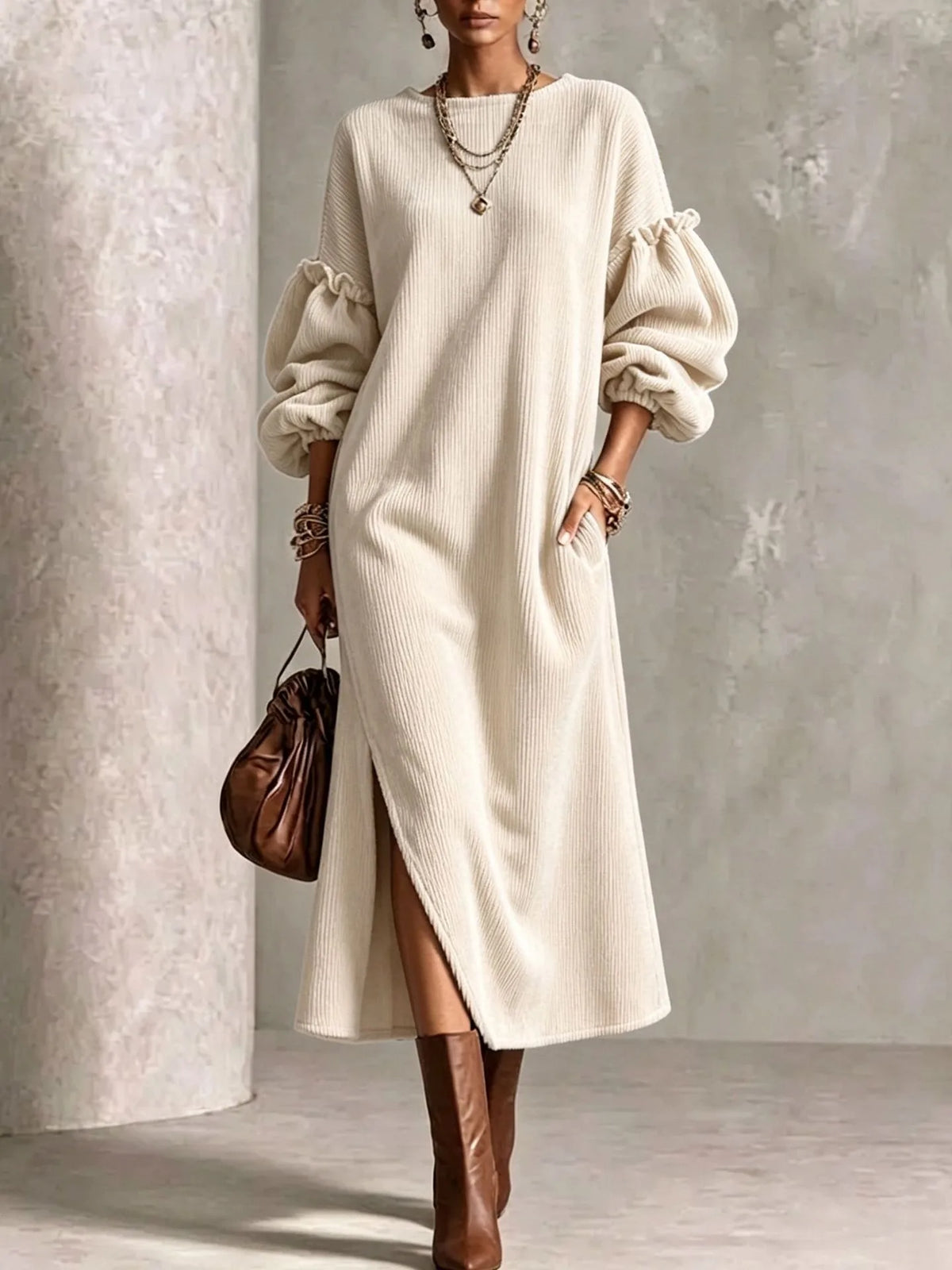 Women's Marigold | Women's Puff-Sleeve Maxi Dress