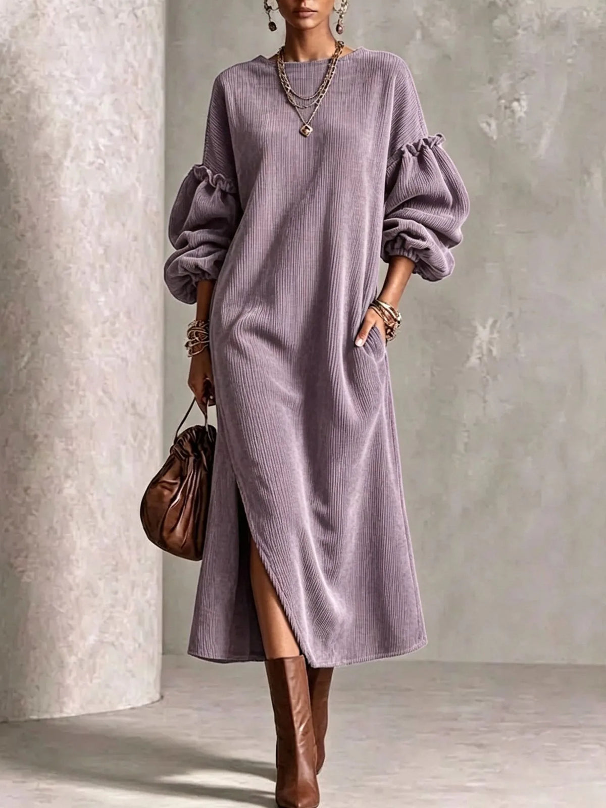 Women's Marigold | Women's Puff-Sleeve Maxi Dress