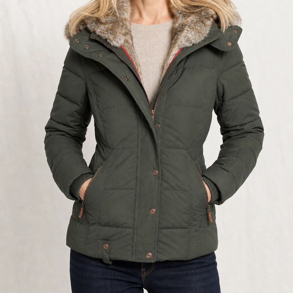 Women's Green Cannon Hooded Padded Coat