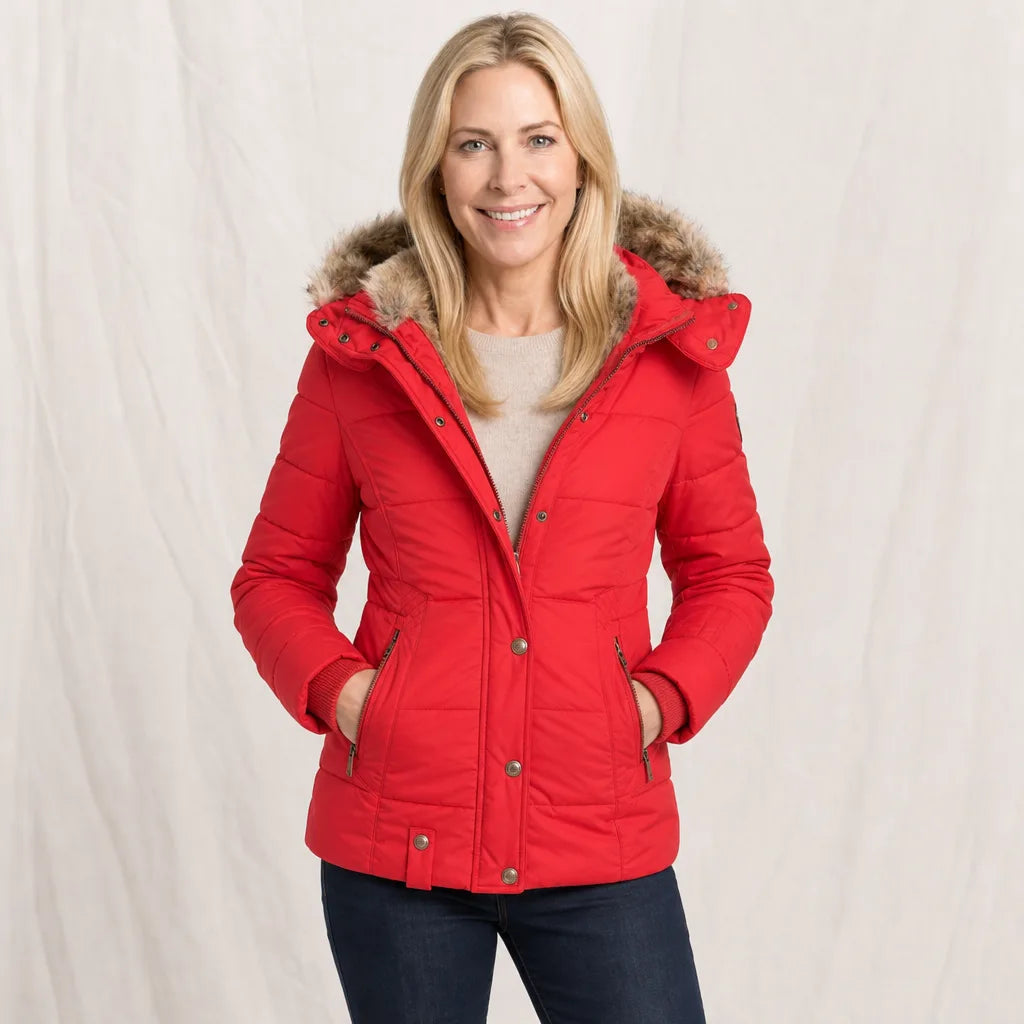 Women's Red Cannon Hooded Padded Coat