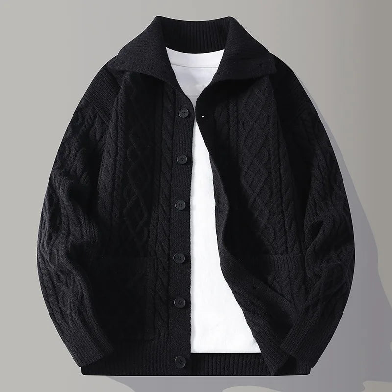 Marshall | Men's Knitted Cardigan Jacket - Color:Black;Size:S