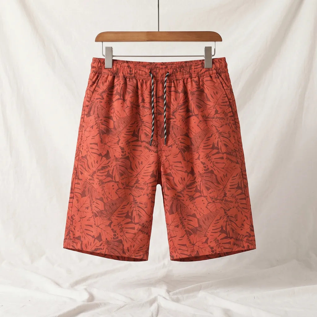 Martin Floral Cotton Shorts - Color:Red;Size:M