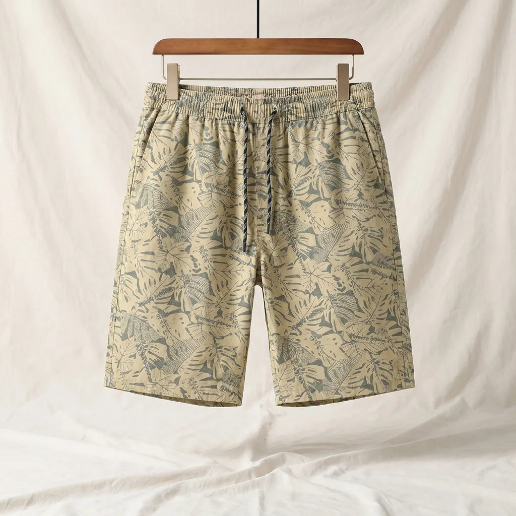 Martin Floral Cotton Shorts - Color:Sage Green;Size:M
