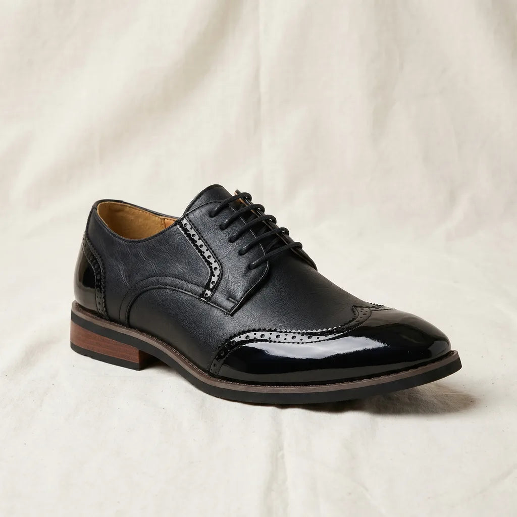 Men's Black Torrence Leather Brogue Derbies