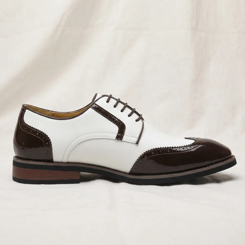 Men's White Torrence Leather Brogue Derbies