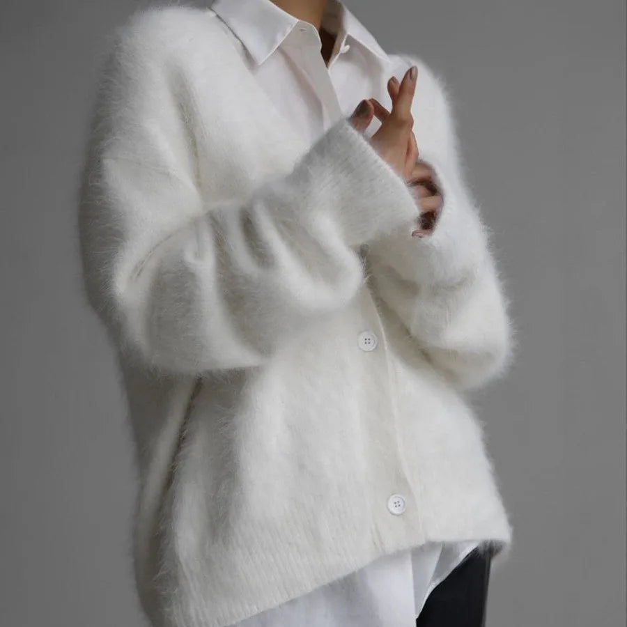 Mathilda | Women's V-Neck Cardigan - Size:XS;Color:White