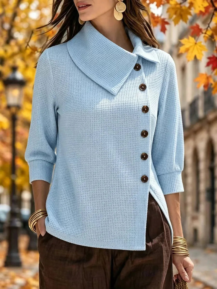 Maya | Women's Waffle-Knit Cardigan - Size:XS;Color:Sky Blue