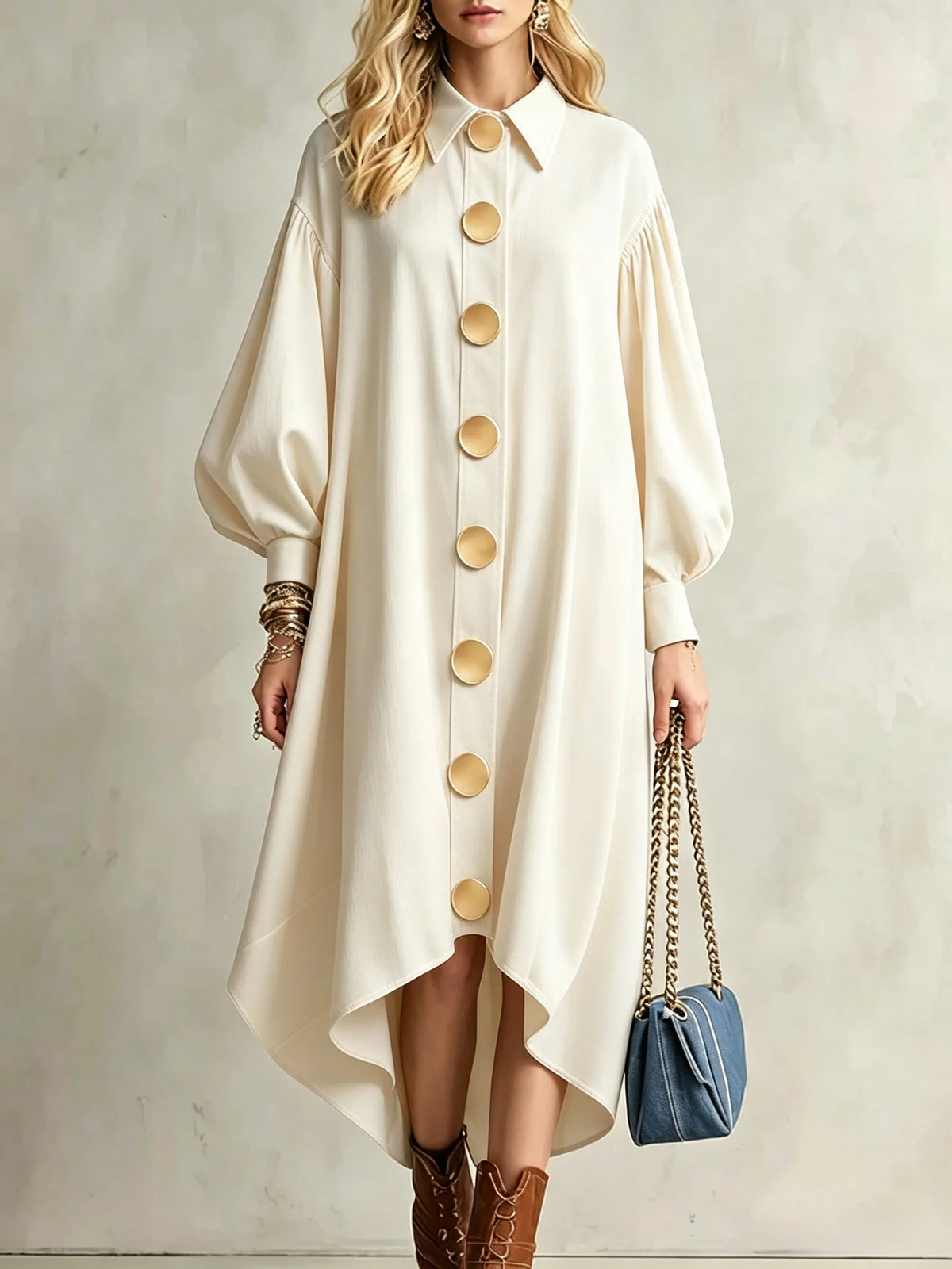 Meghan | Women's Elegant Jumper Dress - Color:Apricot;Size:S